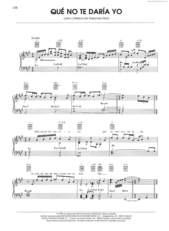 Partitura da música Qué No Te Daría Yo v.2