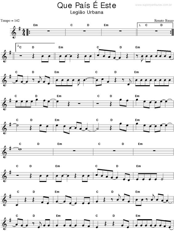 Partitura da música Que País é Este v.4