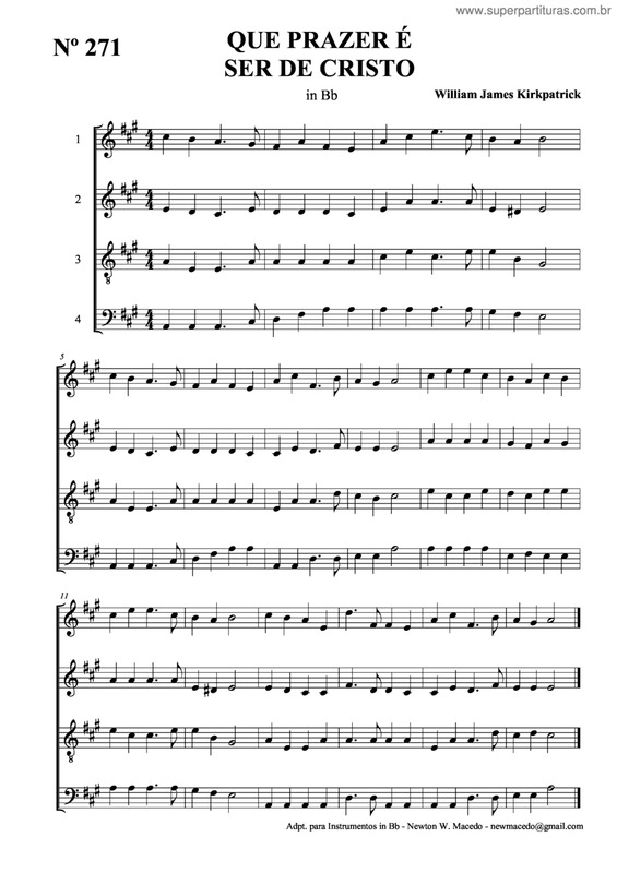 Partitura da música Que Prazer É Ser De Cristo v.2