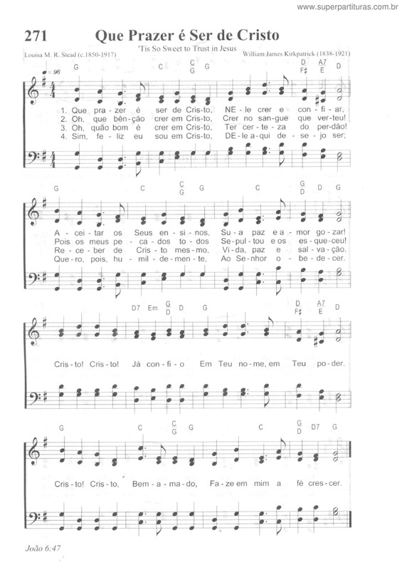 Partitura da música Que Prazer É Ser De Cristo