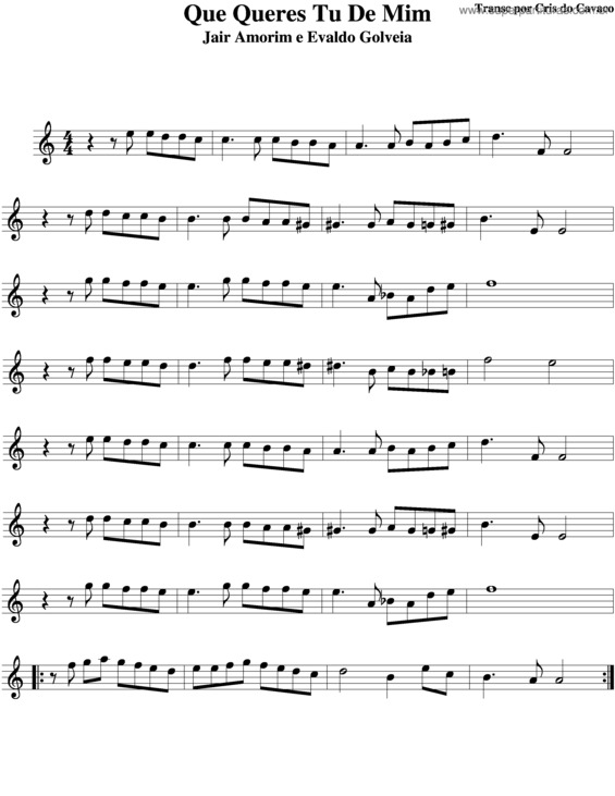 Partitura da música Que Queres Tu De Mim v.2