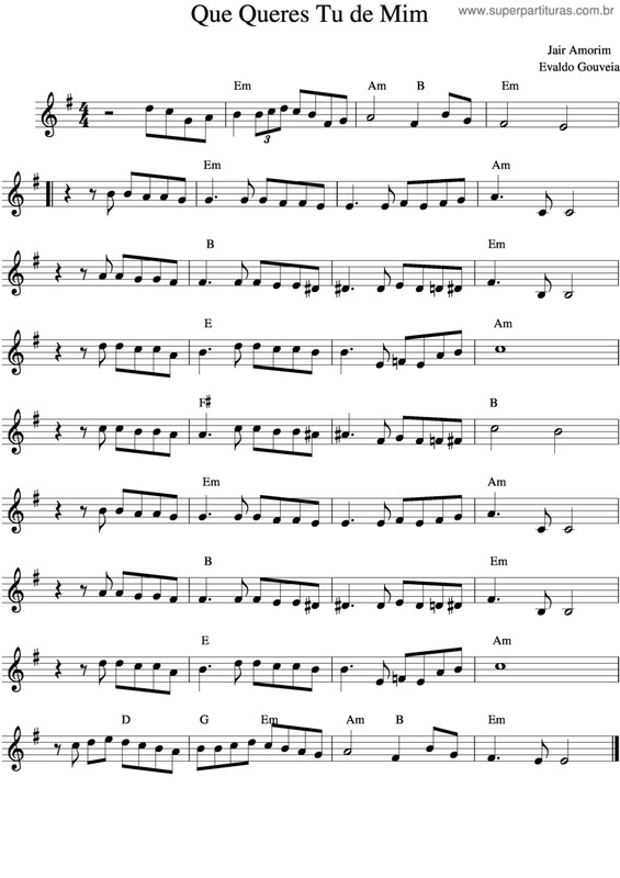 Partitura da música Que Queres Tu De Mim v.4