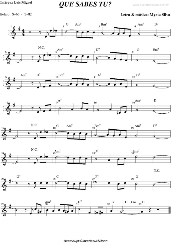 Partitura da música Que Sabes Tu?