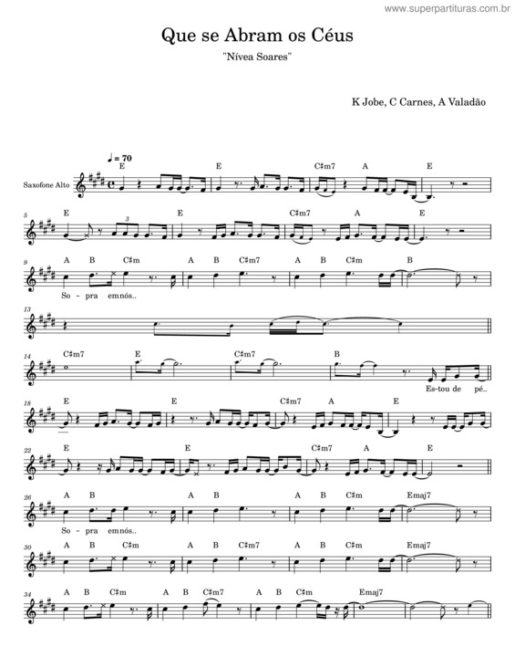 Partitura da música Que Se Abram Os Céus – Nívea Soares