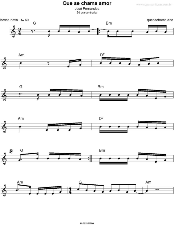 Partitura da música Que se Chama Amor