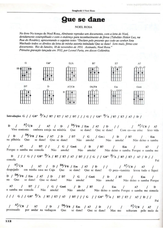 Partitura da música Que se Dane