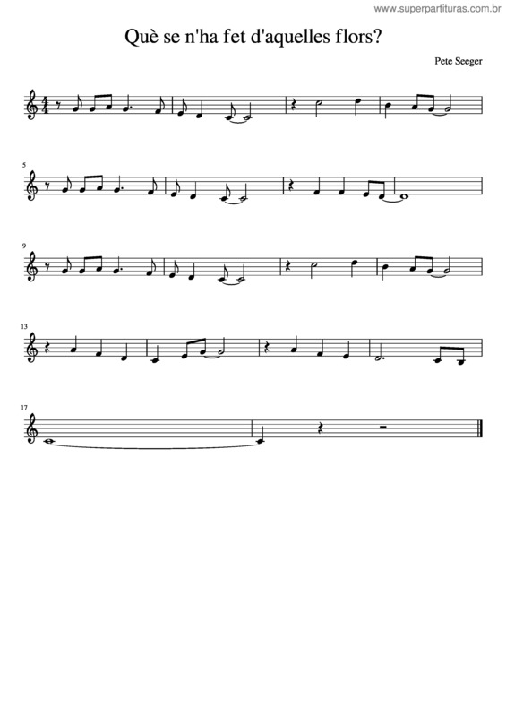 Partitura da música Què Se N`Ha Fet D`Aquelles Flors?