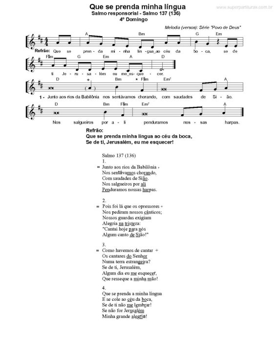 Partitura da música Que se Prenda Minha Língua