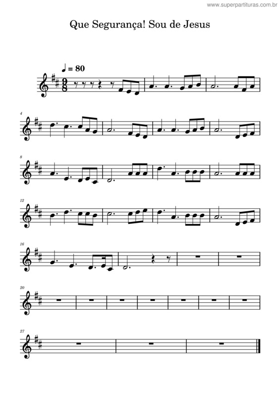 Partitura da música Que Segurança ! Sou De Jesus
