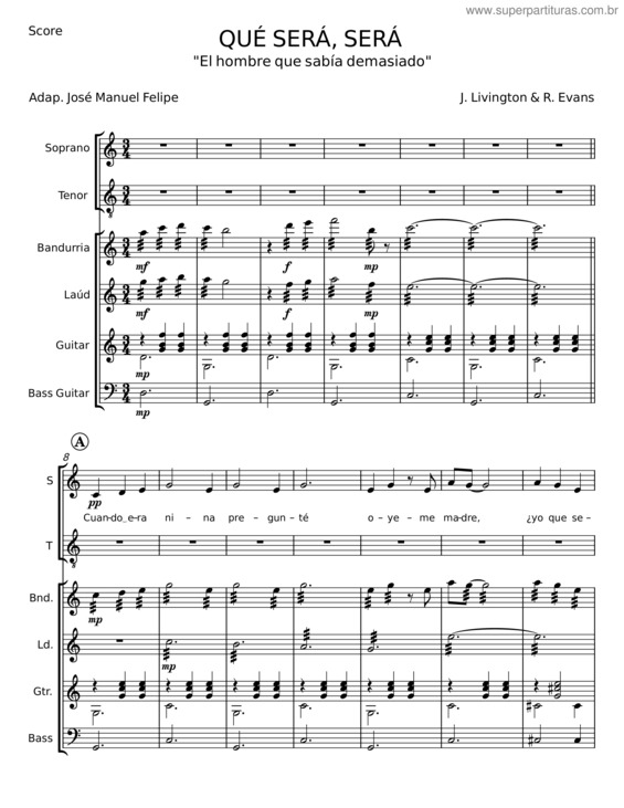 Partitura da música Qué Será, Será v.15