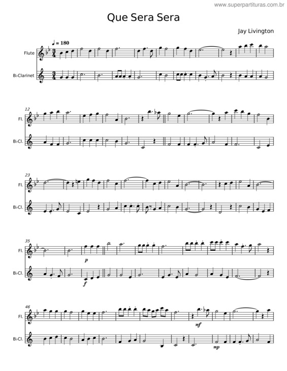 Partitura da música Que Sera Sera v.8