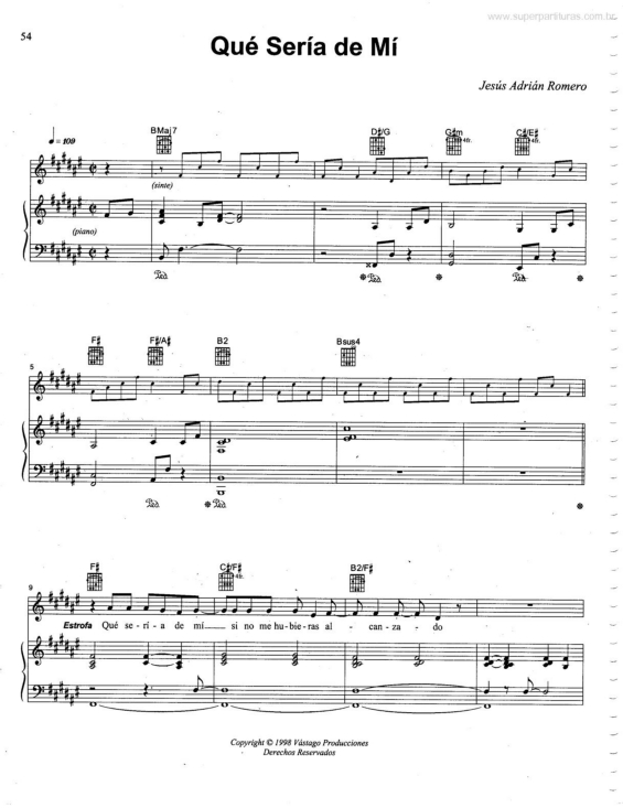 Partitura da música Qué Sería de Mí