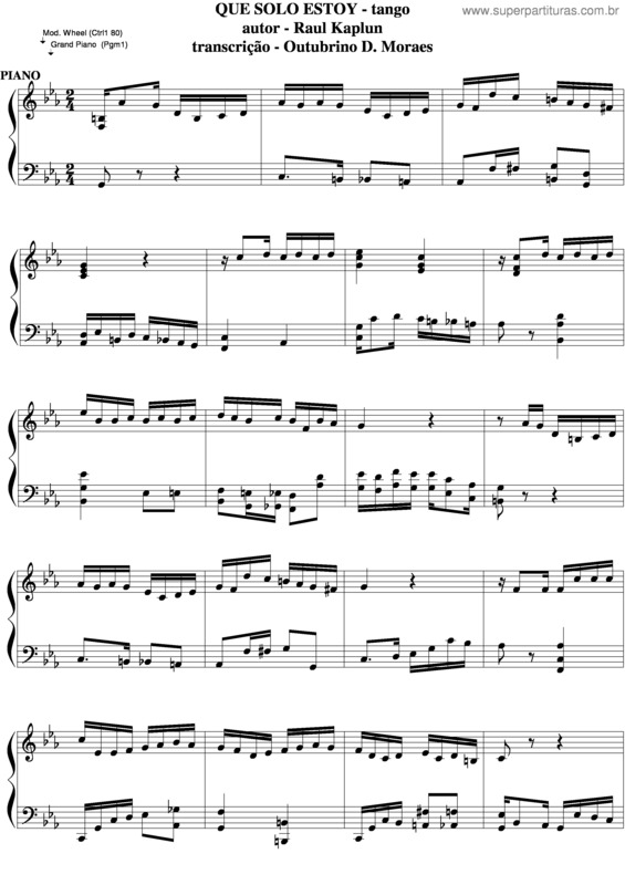 Partitura da música Que Solo Estoy