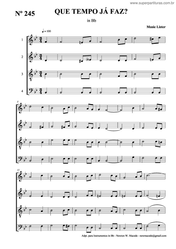 Partitura da música Que Tempo Já Faz