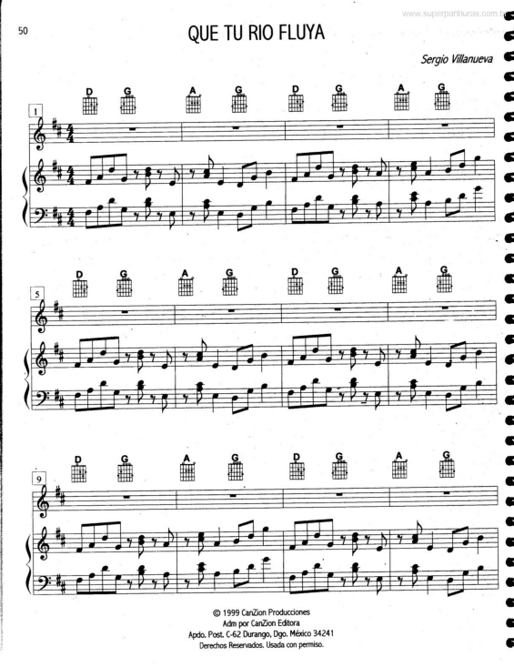 Partitura da música Que Tu Rio Fluya