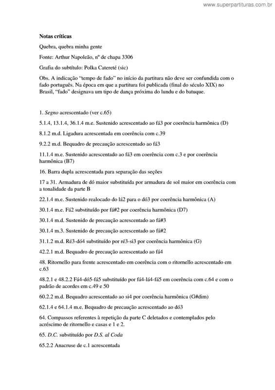 Partitura da música Quebra, quebra minha gente v.2