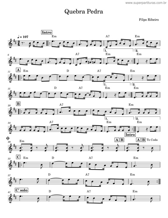 Partitura da música Quebra Pedra v.2