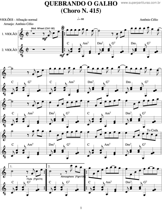 Partitura da música Quebrando O Galho v.3