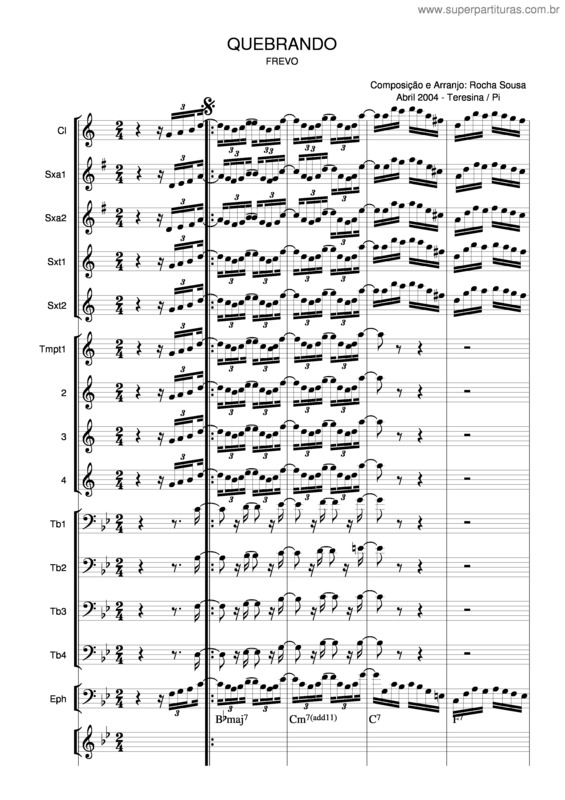 Partitura da música Quebrando