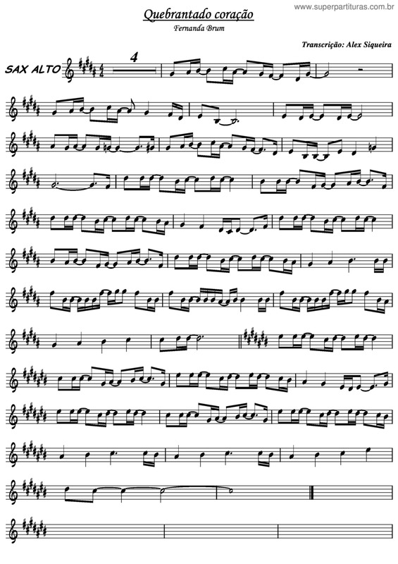 Partitura da música Quebrantado Coração