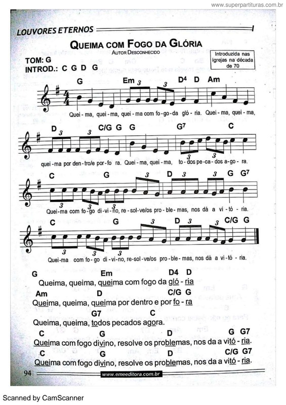 Partitura da música Queima Com Fogo Da Glória