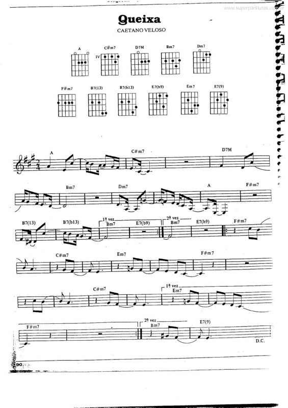 Partitura da música Queixa v.2