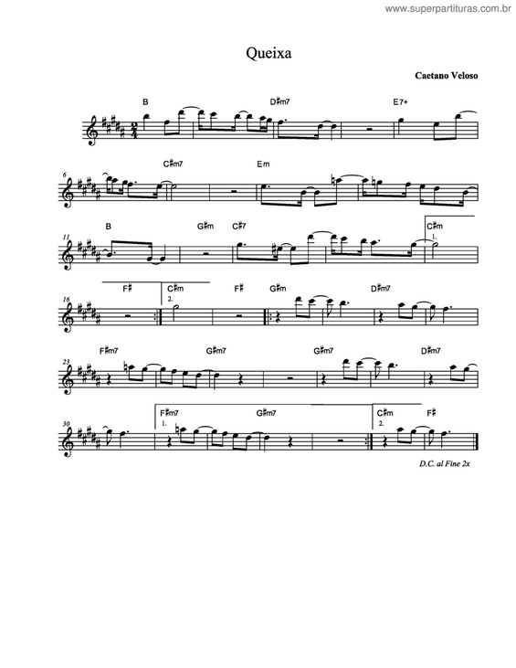 Partitura da música Queixa v.3