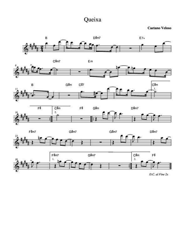 Partitura da música Queixa v.4