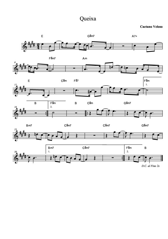 Partitura da música Queixa v.5