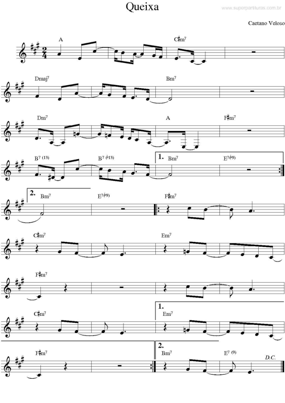 Partitura da música Queixa