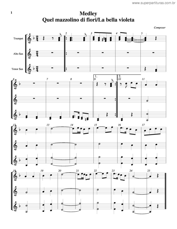 Partitura da música Quel Mazzollino Di Fiori