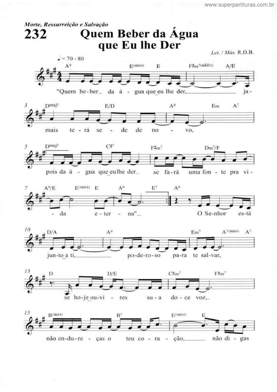 Partitura da música Quem Beber Da Água Que Eu Lhe Der