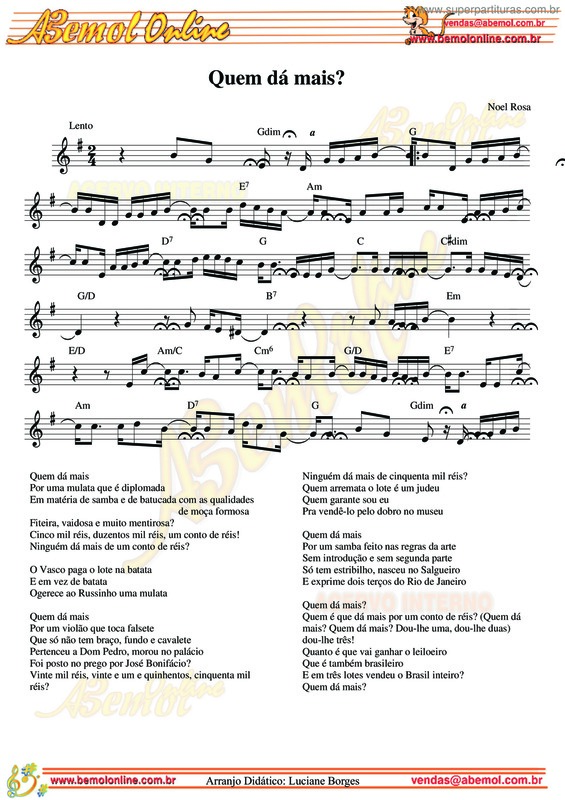 Partitura da música Quem Dá Mais? v.2