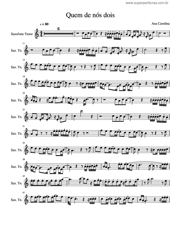 Partitura da música Quem De Nós Dois – Ana Carolina
