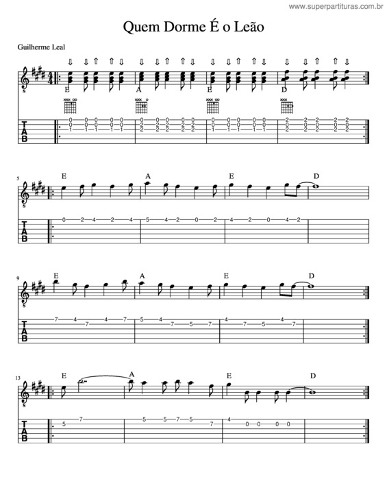 Partitura da música Quem Dorme É O Leão