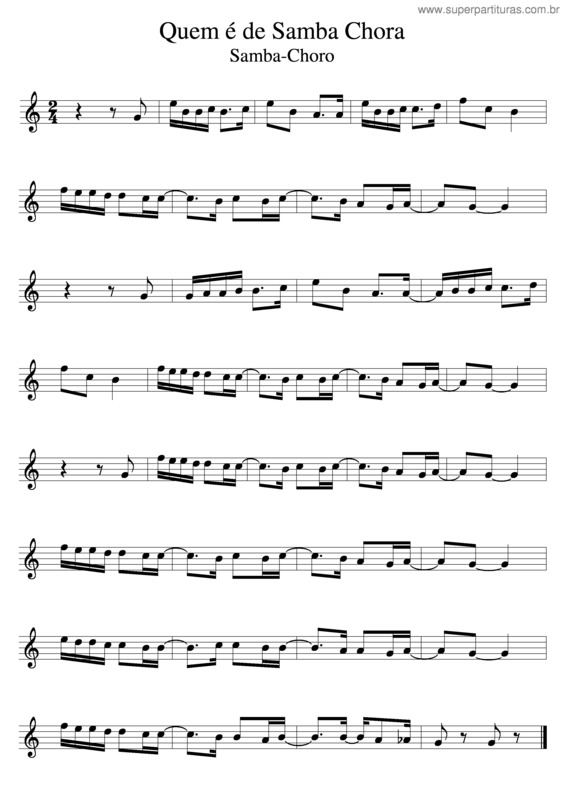 Partitura da música Quem É De Samba Chora