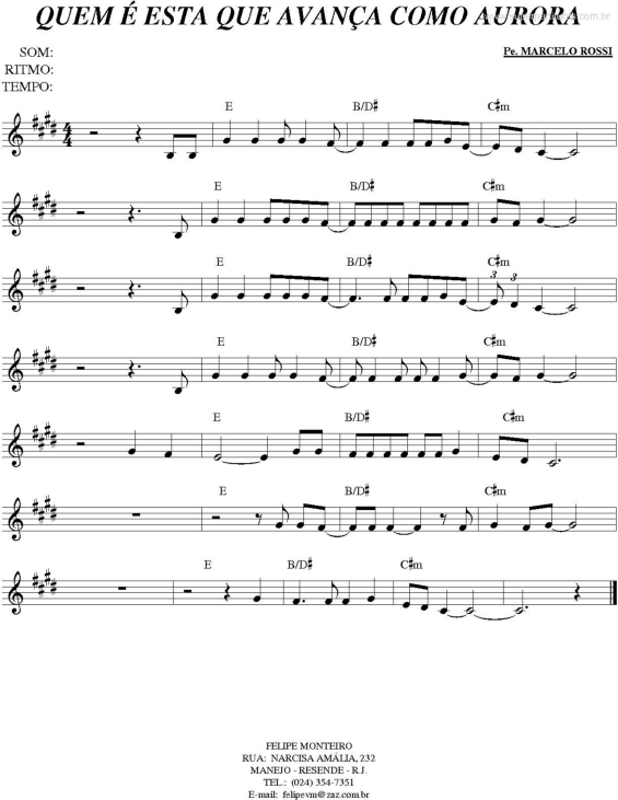 Partitura da música Quem é esta que avança como aurora v.2