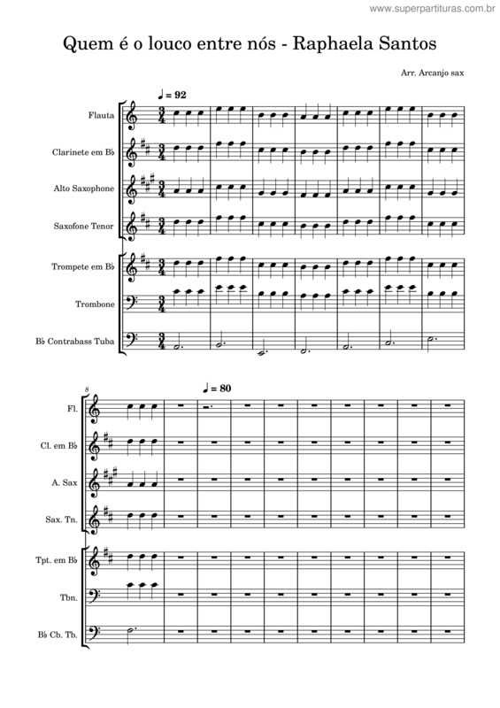 Partitura da música Quem É O Louco Entre Nós – Raphaela Santos