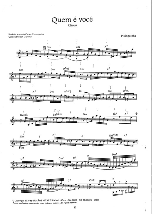 Partitura da música Quem É Você v.6