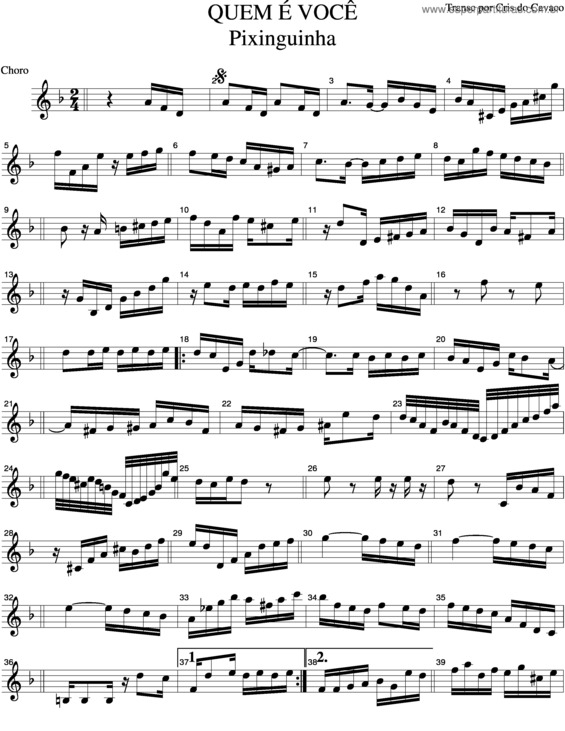 Partitura da música Quem É Você