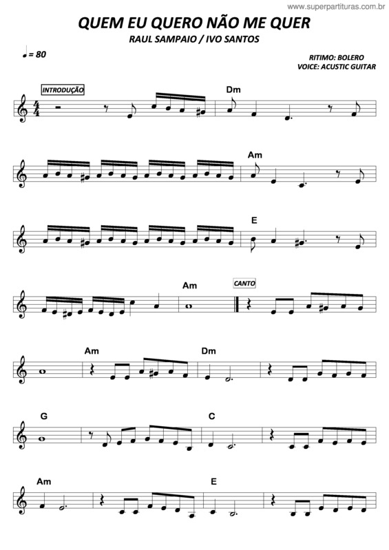 Partitura da música Quem Eu Quero Não Me Quer v.2