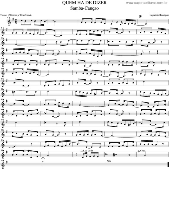 Partitura da música Quem Ha De Dizer