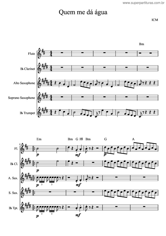 Partitura da música Quem Me Dá Água