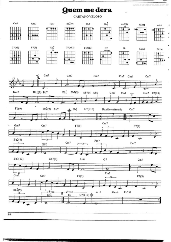 Partitura da música Quem Me Dera