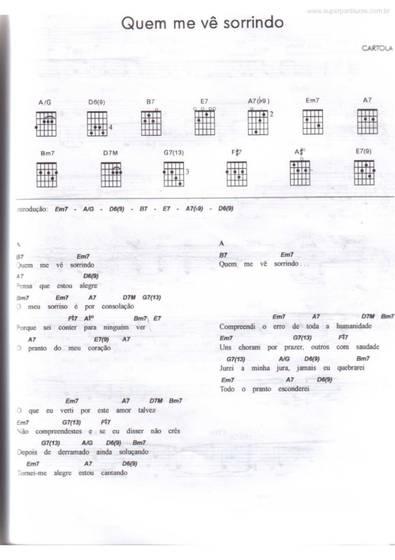 Partitura da música Quem Me Vê Sorrindo