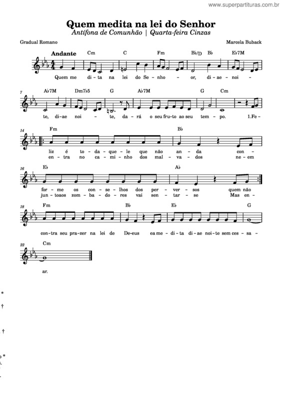 Partitura da música Quem Medita Na Lei Do Senhor