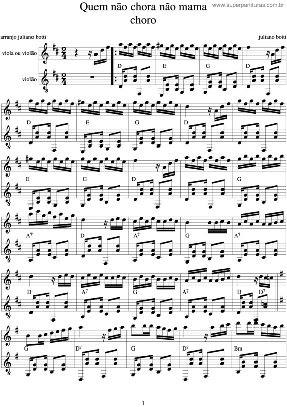 Partitura da música Quem Não Chora Não Mama v.2