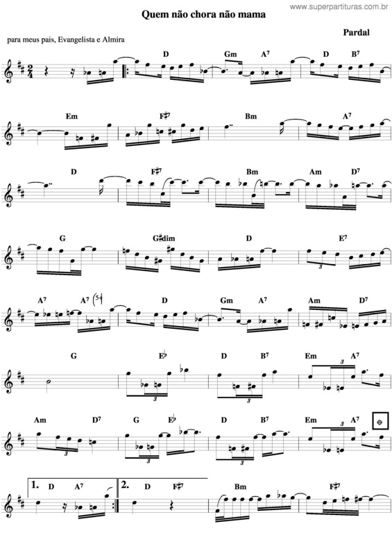 Partitura da música Quem Não Chora Não Mama v.3