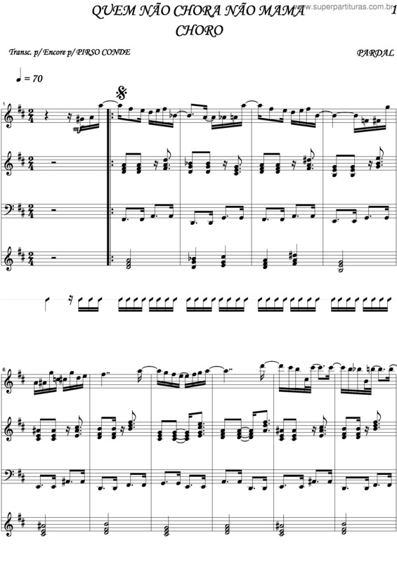 Partitura da música Quem Não Chora Não Mama v.4