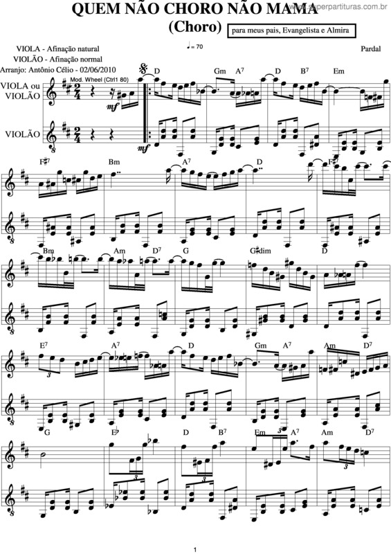 Partitura da música Quem Não Chora Não Mama v.5